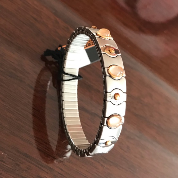 18K & SS stunning cabochon stones bracelet ITALY - Picture 3 of 13